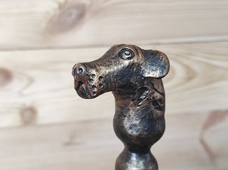 Hand Forged Fireplace Poker: Dog Head Handle, Camping Cookware