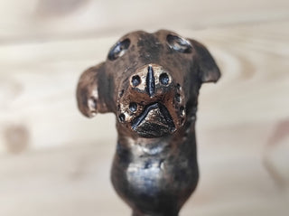 Hand Forged Fireplace Poker: Dog Head Handle, Camping Cookware