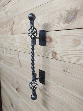 Front door handle, Wrought iron handle, Hand forged handle, Door handle, Metal handle, Barn door handle, Door decor