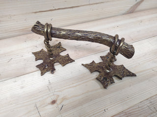 Hand Forged Barn Door Handle: Rustic Bronze Metal Hardware