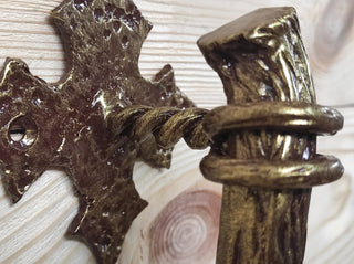 Hand Forged Barn Door Handle: Rustic Bronze Metal Hardware
