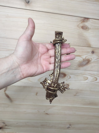 Hand Forged Barn Door Handle: Rustic Bronze Metal Hardware