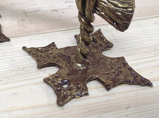 Hand Forged Barn Door Handle: Rustic Bronze Metal Hardware