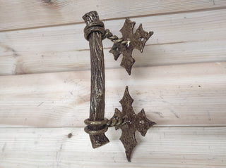 Hand Forged Barn Door Handle: Rustic Bronze Metal Hardware