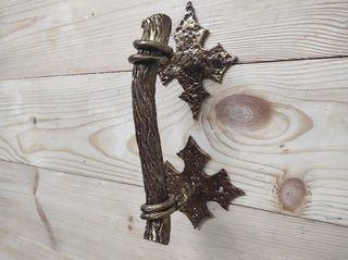 Hand Forged Barn Door Handle: Rustic Bronze Metal Hardware