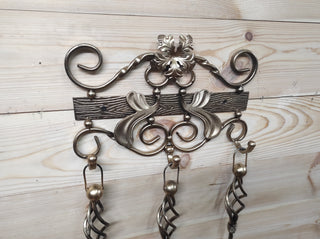 Hand Forged Fireplace Tool Set: Poker, Shovel, Broom & Wall Stand