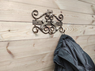 Handmade Forged Iron Coat Rack - Hallway Hanger with 3 Hooks
