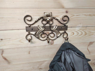 Handmade Forged Iron Coat Rack - Hallway Hanger with 3 Hooks