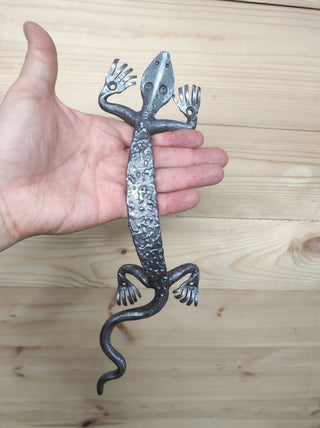 Hand Forged Lizard Door Handle: Metal Barn Door Pull