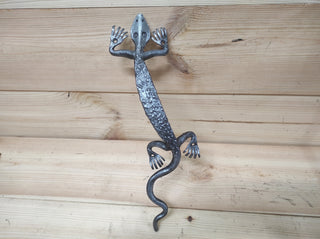 Lizard door handle, door pull, metal handle, barn door handle, hand forged handle