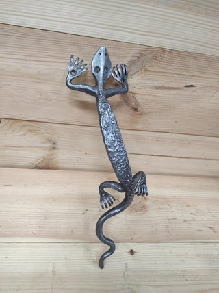 Hand Forged Lizard Door Handle: Metal Barn Door Pull