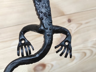 Hand Forged Lizard Door Handle: Metal Barn Door Pull