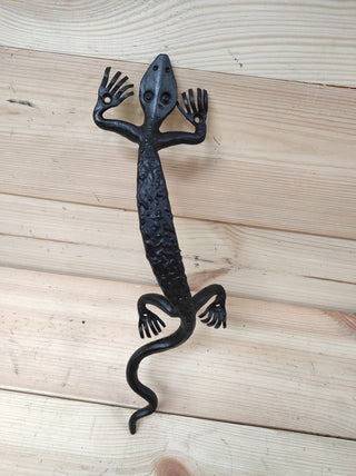 Hand Forged Lizard Door Handle: Metal Barn Door Pull