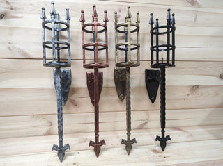 Hand Forged Metal Wall Candle Holder: Medieval Torch Sconce