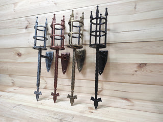 Hand Forged Metal Wall Candle Holder: Medieval Torch Sconce