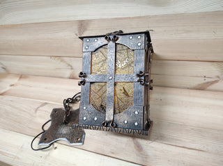 Hand Forged Medieval Lantern: Wrought Iron Hanging Ceiling Light