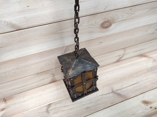 Hand Forged Medieval Lantern: Wrought Iron Hanging Ceiling Light