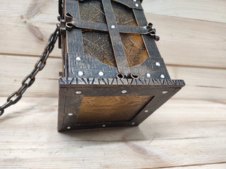 Hand Forged Medieval Lantern: Wrought Iron Hanging Ceiling Light