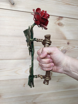 Door handle, metal handle, Rose, Flower door handle