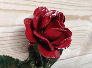 Hand Forged Rose Door Handle: Metal Flower Handle (13.38")
