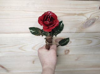 Hand Forged Rose Door Handle: Metal Flower Handle (13.38")