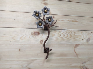 Hand Forged Flower Branch Door Handle: Metal Floral Decor
