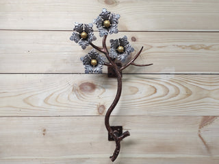 Hand Forged Flower Branch Door Handle: Metal Floral Decor