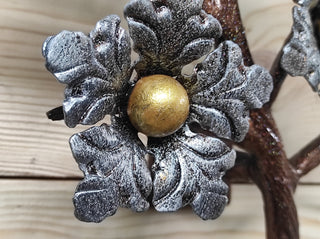 Hand Forged Flower Branch Door Handle: Metal Floral Decor