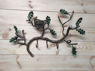 Handmade Forged Iron Coat Rack: Bird's Nest Hallway Hanger