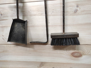 Hand Forged Fireplace Tools Set: Poker, Shovel, Broom