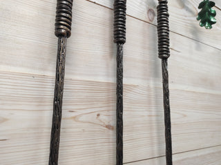 Hand Forged Fireplace Tools Set: Poker, Shovel, Broom