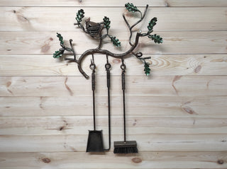 Forged fireplace tools set, 3 Pieces, Fireplace poker, Shovel, Broom, Hand Forged, Fire Tools, Fireplace Gift