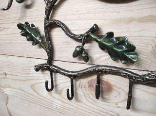 Handmade Forged Iron Coat Rack: Acorn Hallway Hanger