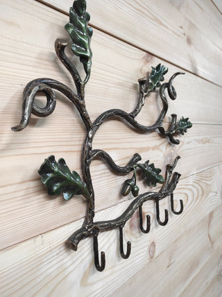 Handmade Forged Iron Coat Rack: Acorn Hallway Hanger