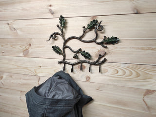 Handmade Forged Iron Coat Rack: Acorn Hallway Hanger