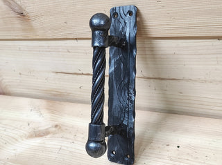 Forged iron door handles, Wrought iron handle, Hand forged handle, Door handle, Metal handle, Barn door handle, Door decor