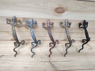 Hand Forged Lizard Door Handle: Metal Barn Door Pull