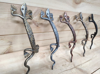 Hand Forged Lizard Door Handle: Metal Barn Door Pull
