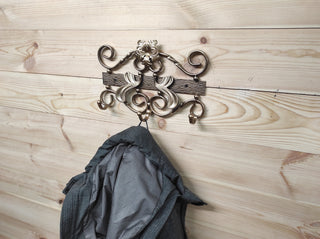 Handmade Forged Iron Coat Rack - Hallway Hanger with 3 Hooks