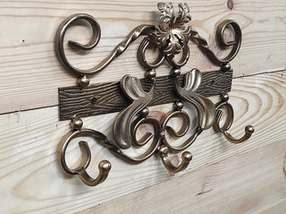 Handmade Forged Iron Coat Rack - Hallway Hanger with 3 Hooks