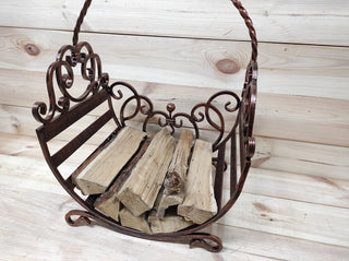 Log holder, Firewood storage, Firewood rack, Firewood basket, Metal basket for firewood, Storage basket, Wrought iron basket