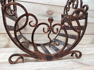 Hand Forged Wrought Iron Log Holder: Firewood Storage Basket