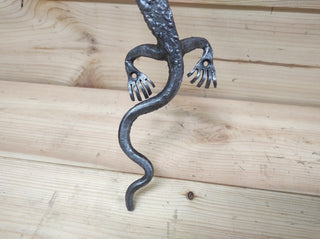 Lizard door handle, door pull, metal handle, barn door handle, hand forged handle