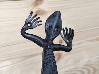 Hand Forged Lizard Door Handle: Metal Barn Door Pull