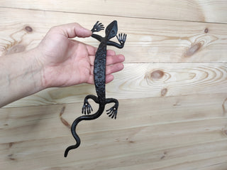 Hand Forged Lizard Door Handle: Metal Barn Door Pull