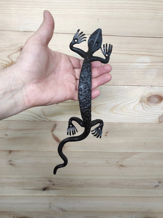 Hand Forged Lizard Door Handle: Metal Barn Door Pull