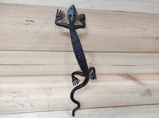 Lizard door handle, door pull, metal handle, barn door handle, hand forged handle