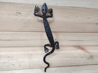 Hand Forged Lizard Door Handle: Metal Barn Door Pull