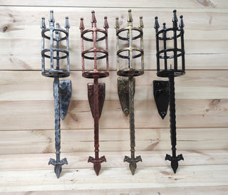 Hand Forged Metal Wall Candle Holder: Medieval Torch Sconce