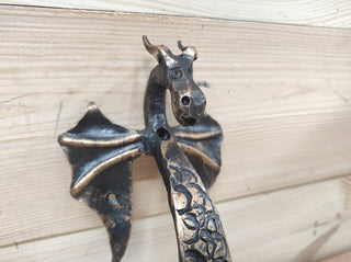 Hand Forged Dragon Door Handle: Wrought Iron Metal Decor